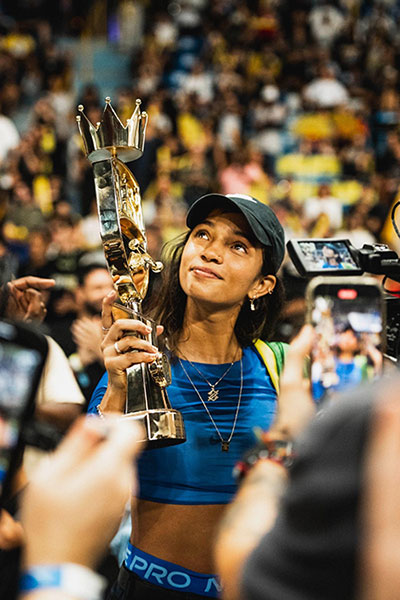 Rayssa Leal conquistou o tricampeonato da SLS em 2024, em São Paulo Crédito: Dan Pellicciari Rayssa Leal conquistou o tricampeonato da SLS em 2024, em São Paulo Crédito: Dan Pellicciari
